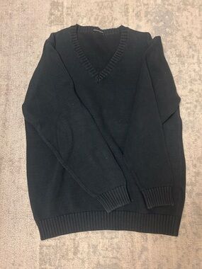 Brandy Melville Navy Blue Vneck Oversized Knit Sweater